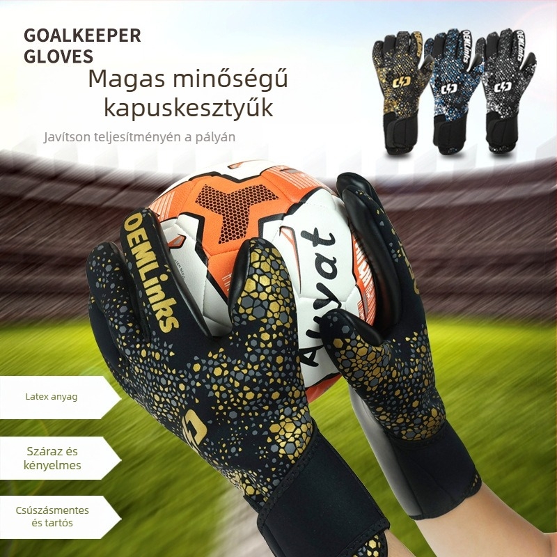 Futballkapus kesztyűk - uniszex, gumiból készült, ujjtvédő, csúszásmentes, kopásálló edzéshez