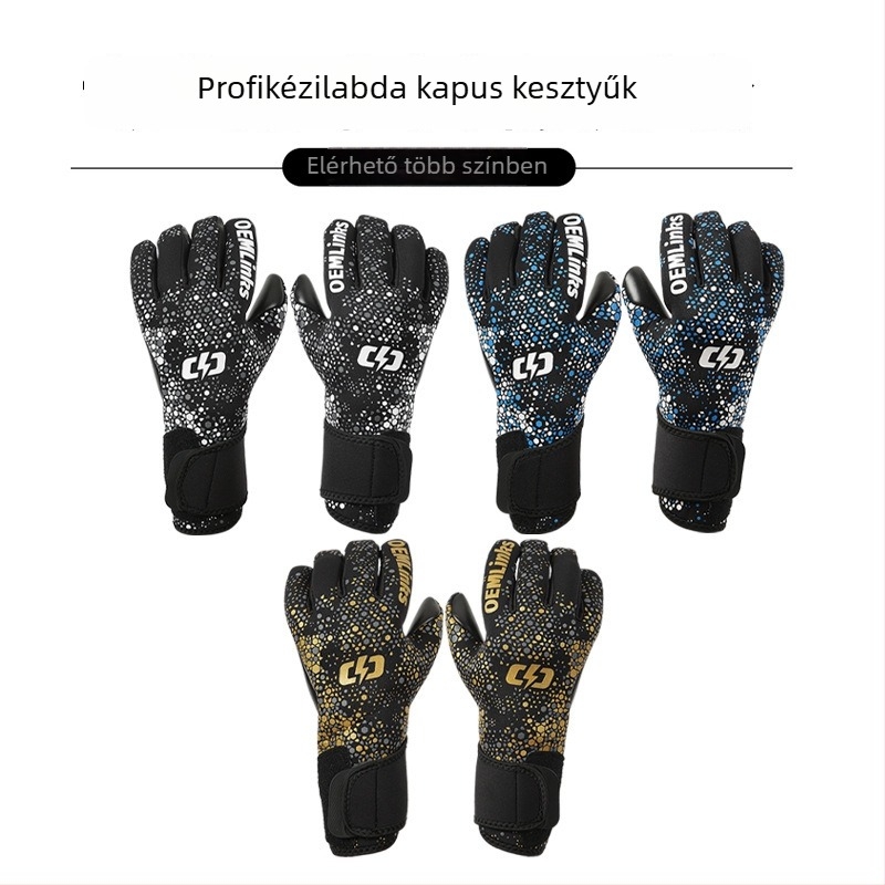 Futballkapus kesztyűk - uniszex, gumiból készült, ujjtvédő, csúszásmentes, kopásálló edzéshez