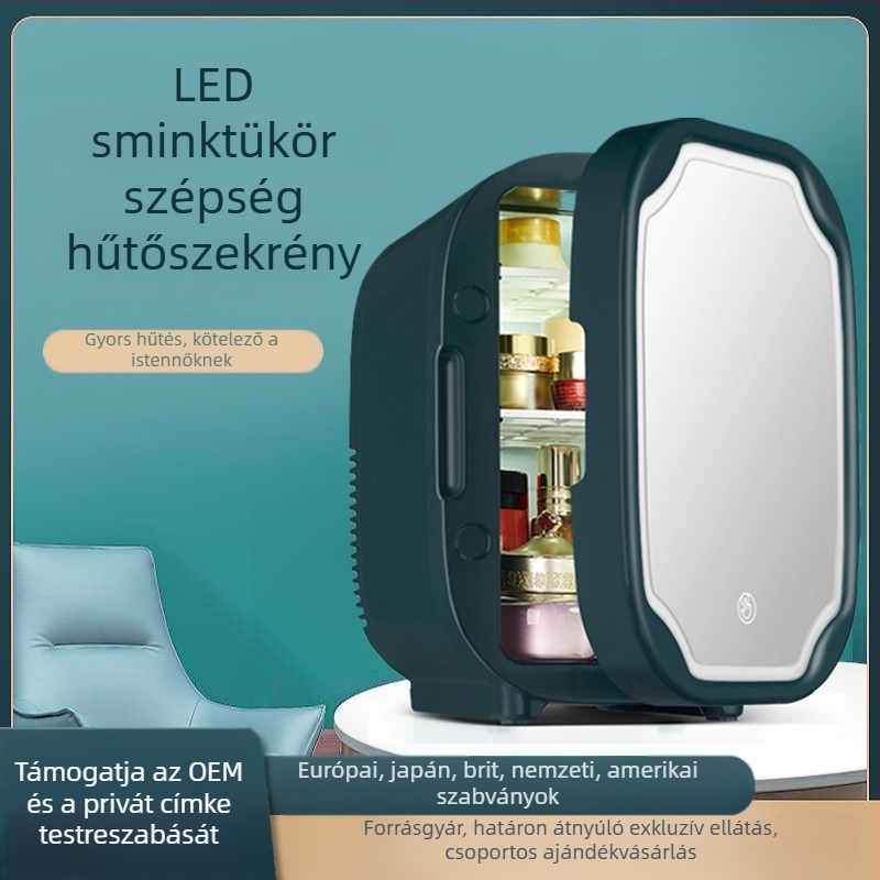 Polaroid 8L termoelektros mini autóhűtő kozmetikumok és bőrápolás számára, hordozható 12V/220V