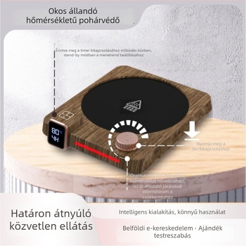 Állandó hőmérsékletű kávés pohármelegítő alátét időzítővel és intelligens vezérléssel, AC tápegység, 220W, 111–240V
