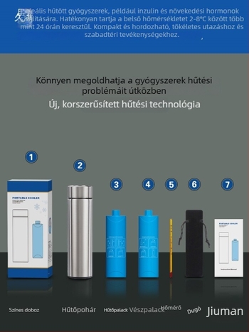 Gyógyszer mini hűtő, hordozható inzulinhűtő, újratölthető, mobil hűtés, kompressziós hűtés