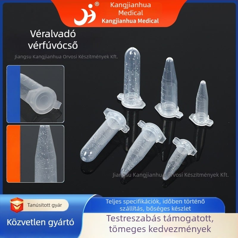 Egyszer használatos antikoaguláns centrifugáló csövek, hegyes aljú, kriogén, márka Kang Jianhua