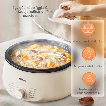 Midea MC-HGE3026 Elektronikus forró fazék, 4-5 l kapacitás, 1500 W, ötvözet belső tál, hőmérséklet-szabályozás, mechanikus vezérlés