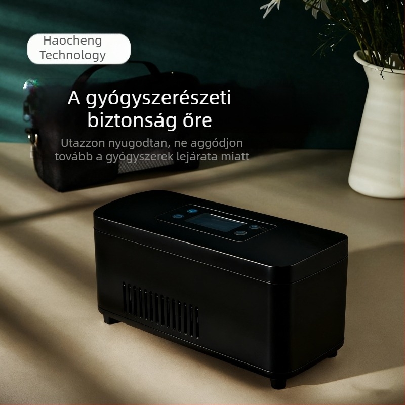 inzulin hűtődoboz alacsony hőmérsékletű gyógyszer-tároláshoz, kompakt autós hűtő beépített akkumulátorral, 5 L kapacitás