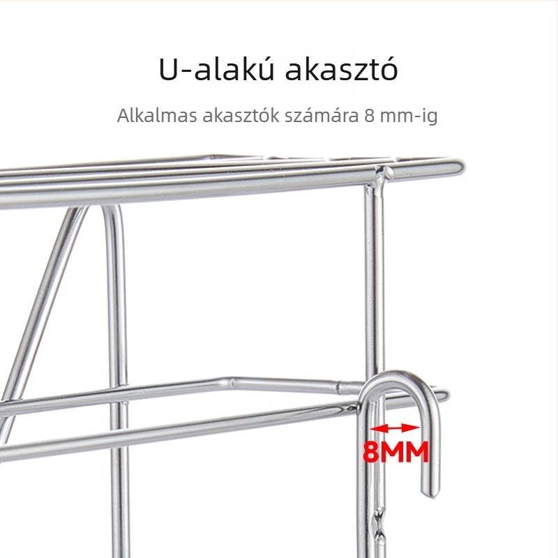 Fali késtartó és konyhai tároló 304 rozsdamentes acélból, többszörös funkció, modern minimalista stílus