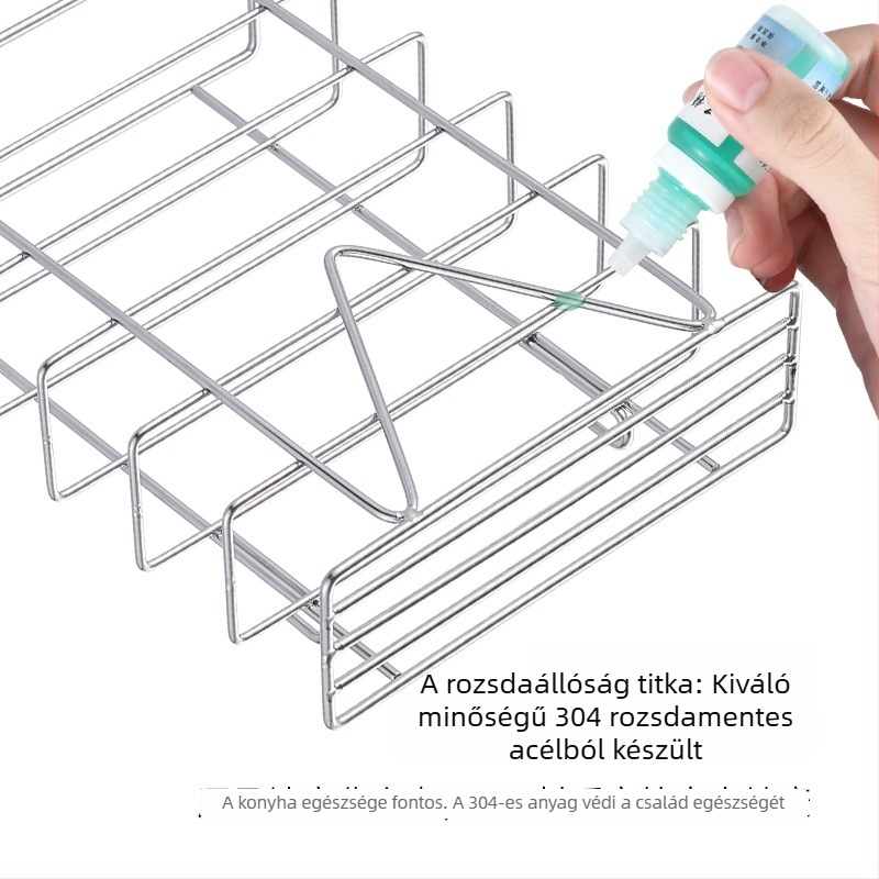 Fali késtartó és konyhai tároló 304 rozsdamentes acélból, többszörös funkció, modern minimalista stílus