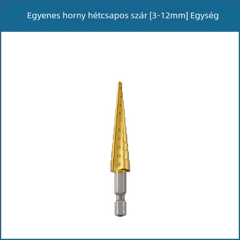 3 részes pagoda-stílusú lépcsős fúrókészlet hexagonális nyéllel, vászon táskában