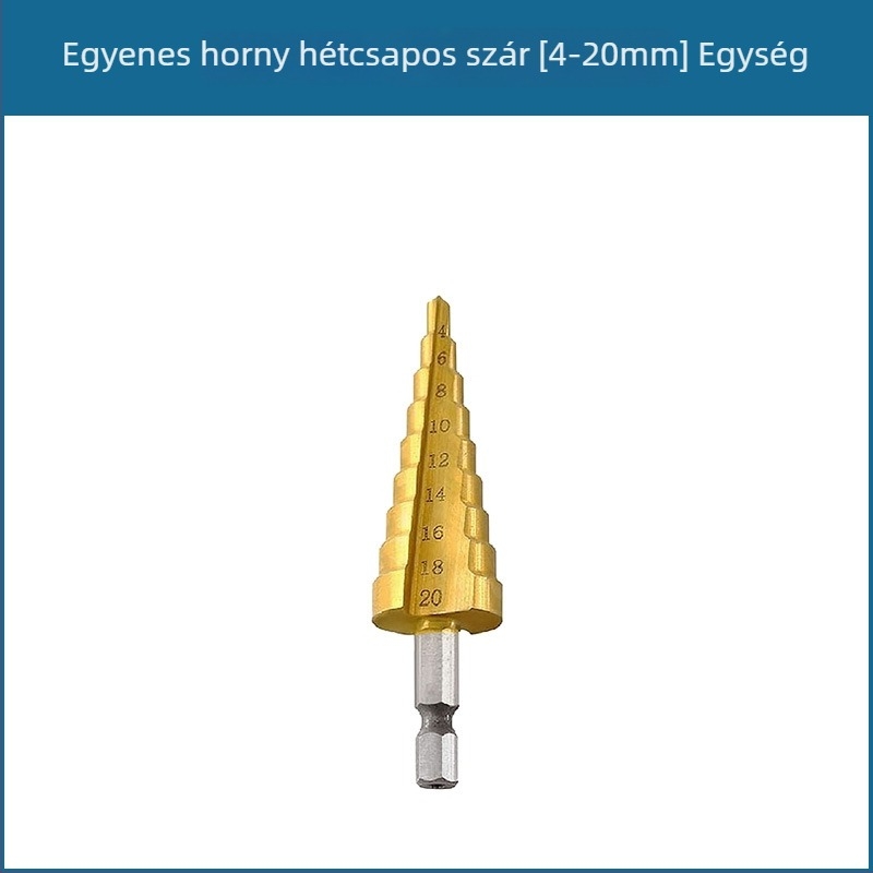 3 részes pagoda-stílusú lépcsős fúrókészlet hexagonális nyéllel, vászon táskában