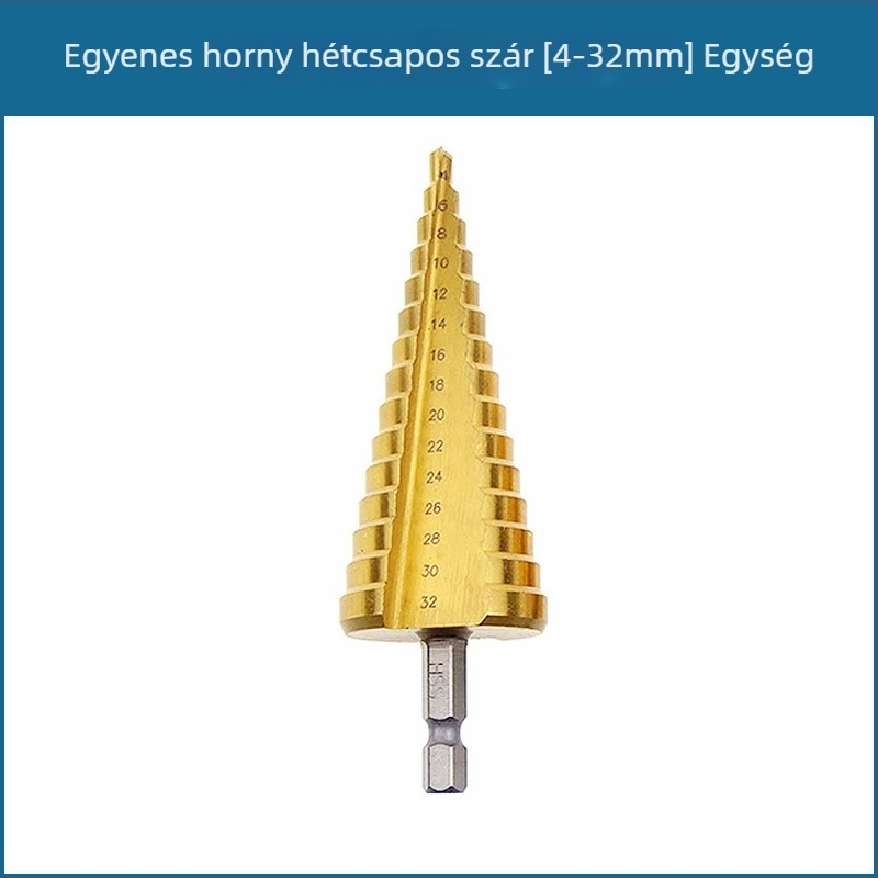 3 részes pagoda-stílusú lépcsős fúrókészlet hexagonális nyéllel, vászon táskában