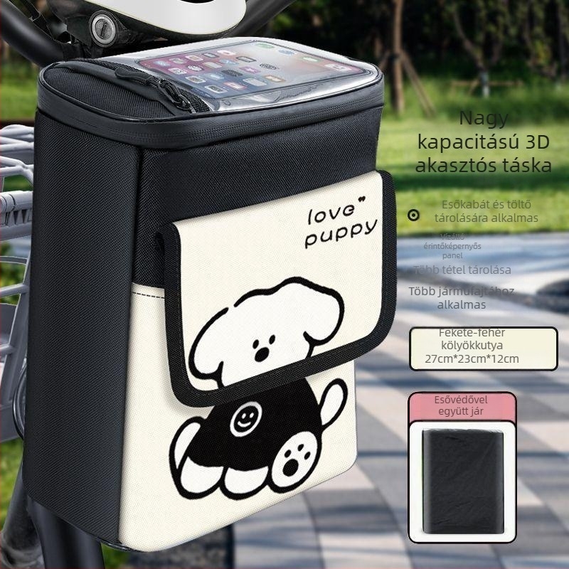 Kepu elektromos kerékpár elülső kormánytáska – vízálló tároló zseb telefonhoz és töltőhöz