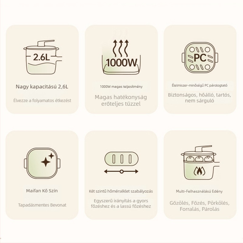 Supor H2020FK842A Elektromos forró fazék, kapacitás 2.1–4 L, egyrészes kialakítás a könnyű tisztításért, gombos vezérlés