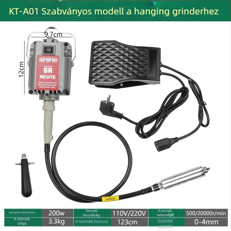 Nagyteljesítményű ékszer gravírozó és polírozó gép elektromos csiszoláshoz, jade és fém megmunkálására, fa- és gyökérfaragáshoz, puha tengellyel (Áramellátás: 3.7)