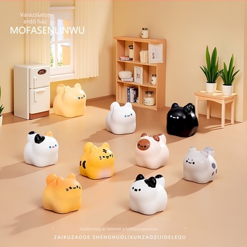Édes műgyanta mini macska figura asztali dekorációhoz, DIY mikro táj dekoráció, műgyanta kivitel