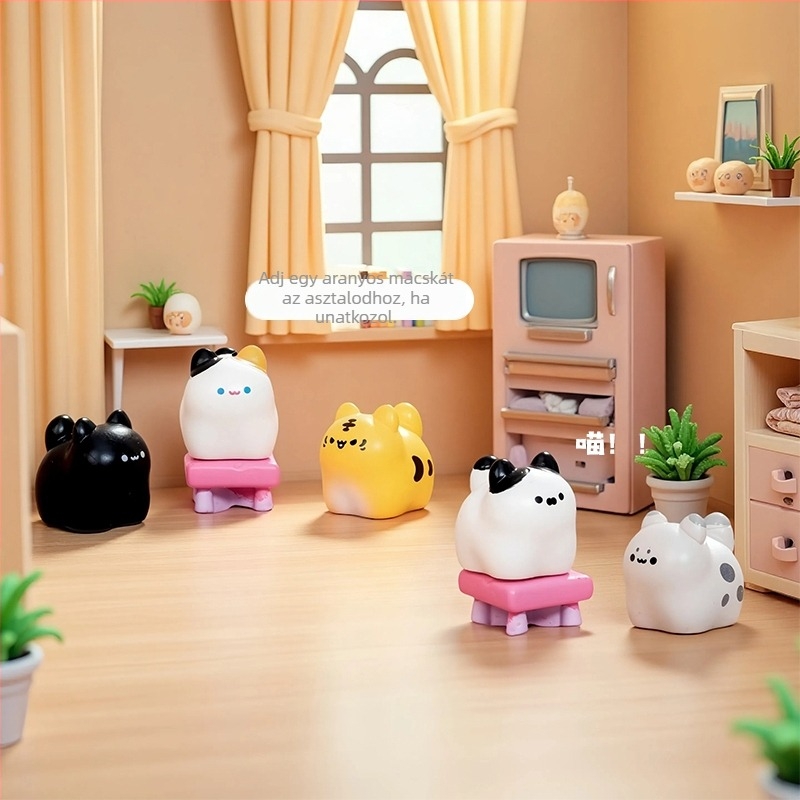 Édes műgyanta mini macska figura asztali dekorációhoz, DIY mikro táj dekoráció, műgyanta kivitel