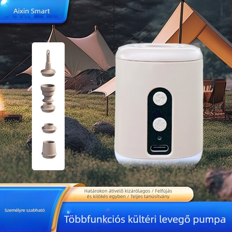 LED-es világítással és 1600mAh-s akkumulátorral ellátott hordozható elektromos levegőpumpa, vezeték nélküli, 4,5 kPa nyomás, 107 g tömeg