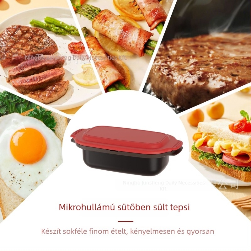 Mikrohullámú sütőhöz készült többfunkciós grillserpenyő, tapadásmentes alumíniumötvözet és szilikon, koreai stílusú, fedél alumíniumból