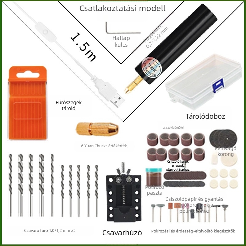 Craftsman kézi elektromos csiszoló jáde és fa faragáshoz, fokozatmentes sebesség-szabályozás, 3.7V-5V, 1 m kábel, hálózati tápegység, multifunkcionális eszköz