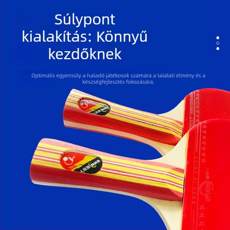 Asztaliteniszütő labdával kezdőknek, professzionális tapadásmentes gumi, kétoldalas antiadhéziós borítás, egyenes vagy penhold fogás