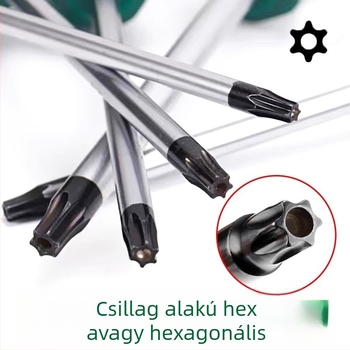 Mingyu Torx csavarhúzó készlet akasztólyukkal, T10–T30, króm-vanádium acél, szigetelt, mágneses, műanyag markolat