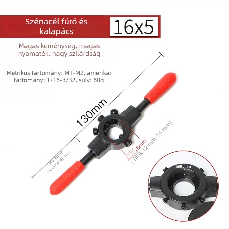 Weiligu Kézi Menetfúró és Menetkészlet Csúszásmentes Fogantyúval