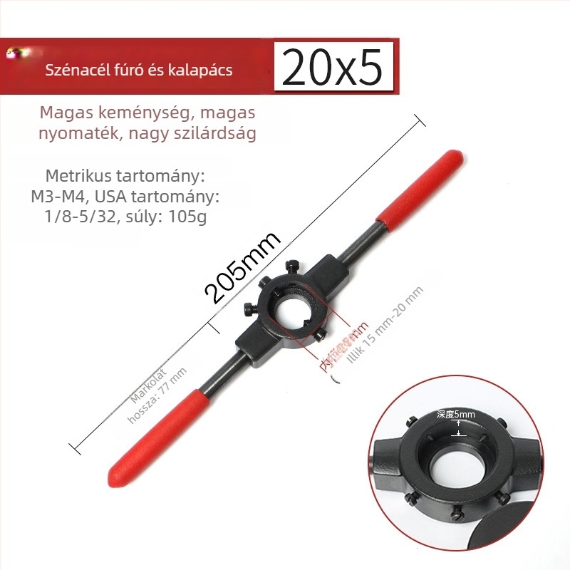 Weiligu Kézi Menetfúró és Menetkészlet Csúszásmentes Fogantyúval