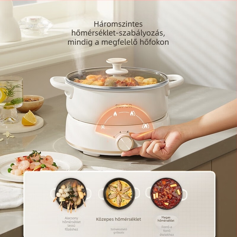 Supor elektromos forrófazék, 3-4 L, 1200-1500 W, belső edény bevonattal, fém test, gombos vezérlés
