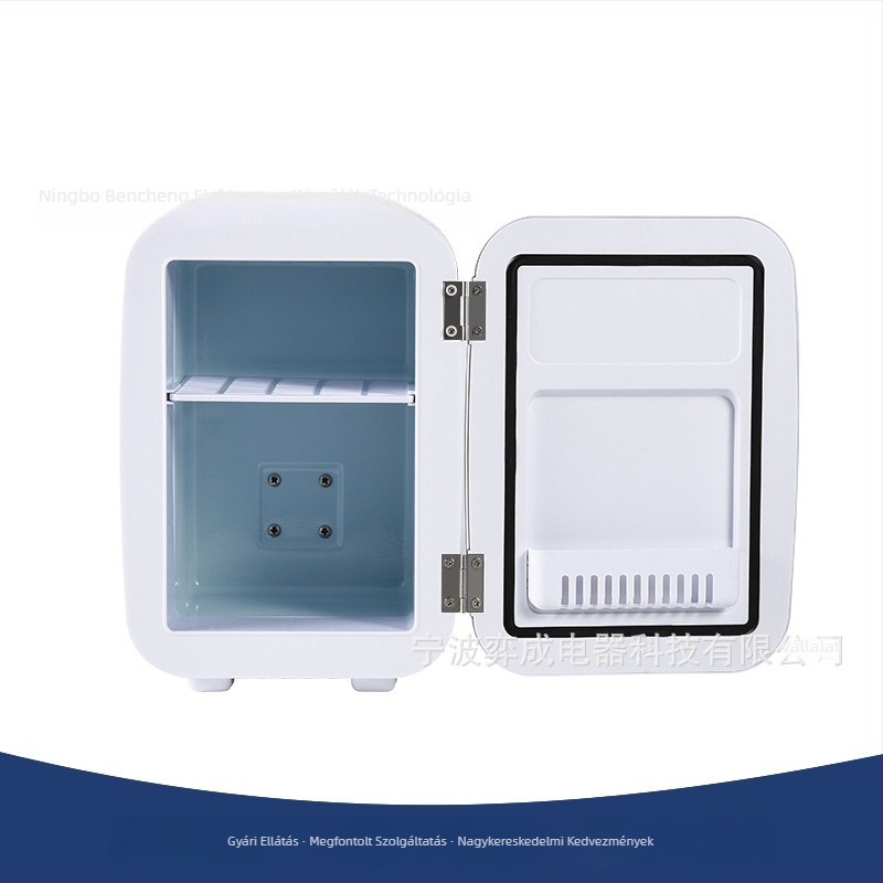 Mini autóhűtő kozmetikumokhoz, hordozható, kettős használat, kapacitás 4 L, 48 W, AC 100–240 V / DC 12 V, hőmérséklet-tartomány 5°C–65°C, ABS burkolat