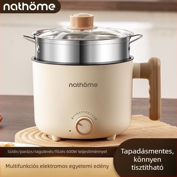 Elektromos forró fazék grill és gőzölő funkcióval, 2 L kapacitás, 2–3 főnek, kerámia belső edény, gombos vezérlés, mindent egyben, modell YL-5