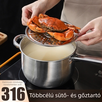 316 rozsdamentes acél sütő- és párolóedény szűrővel, rozsdamentes fedél, Univerzális tűzhelyhez kompatibilis