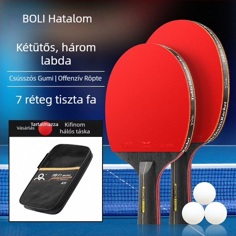 Asztalitenisz szett A11 – Boli, nyárfa lapok, invert gumi, Shakehand fogás, két ütő és három labda
