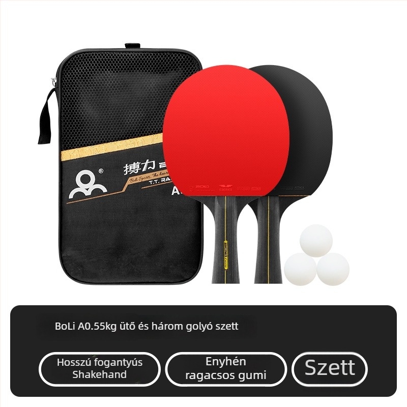 Asztalitenisz szett A11 – Boli, nyárfa lapok, invert gumi, Shakehand fogás, két ütő és három labda