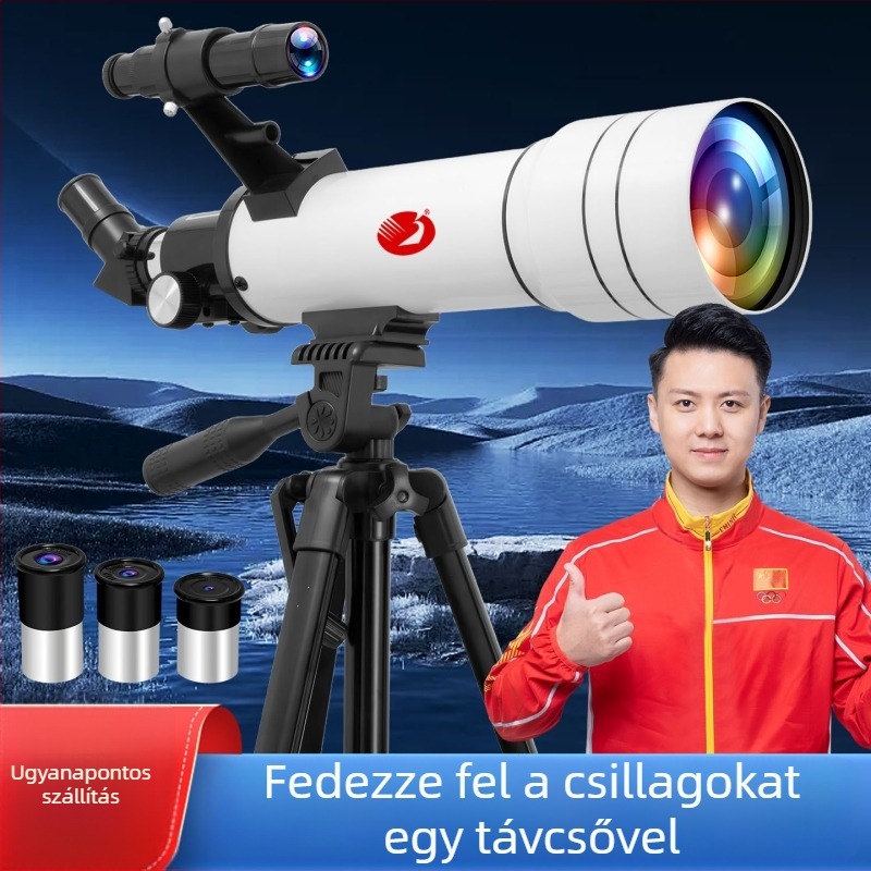 Csillagászati teleszkóp, professzionális, nagy teljesítmény, kettős használat – égbolt és föld, Hold és Jupiter megfigyelése, modell 704TZ