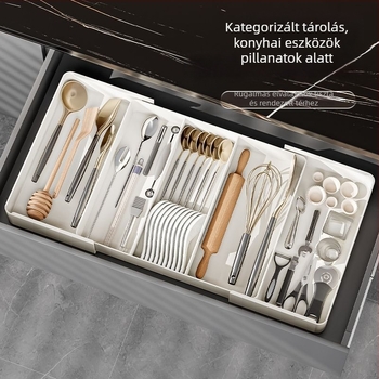 Konyhai fiók rendező – kihúzható elválasztó, műanyag, telepítés nélkül