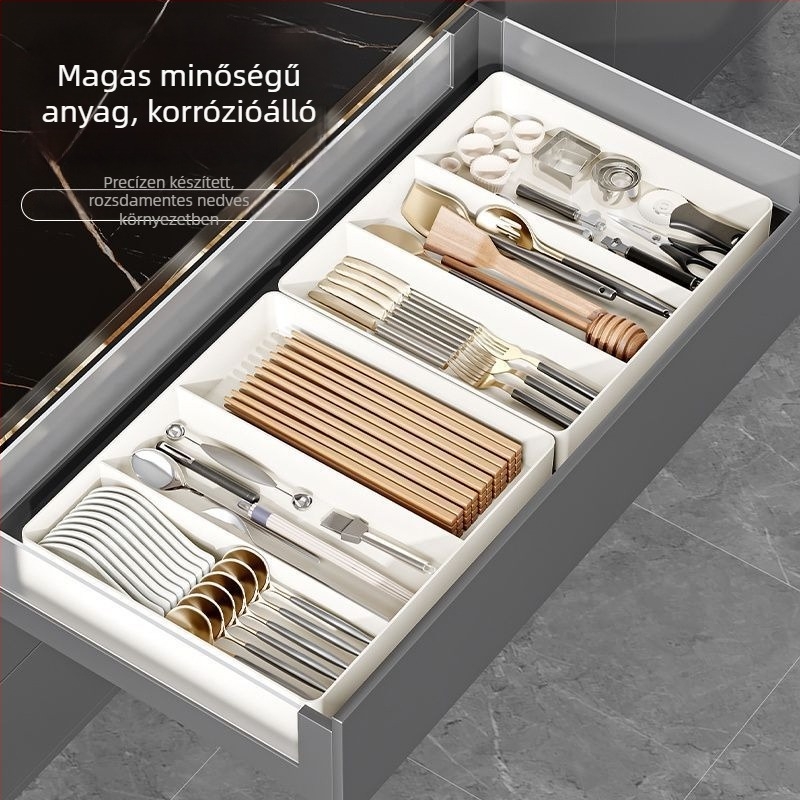 Konyhai fiók rendező – kihúzható elválasztó, műanyag, telepítés nélkül