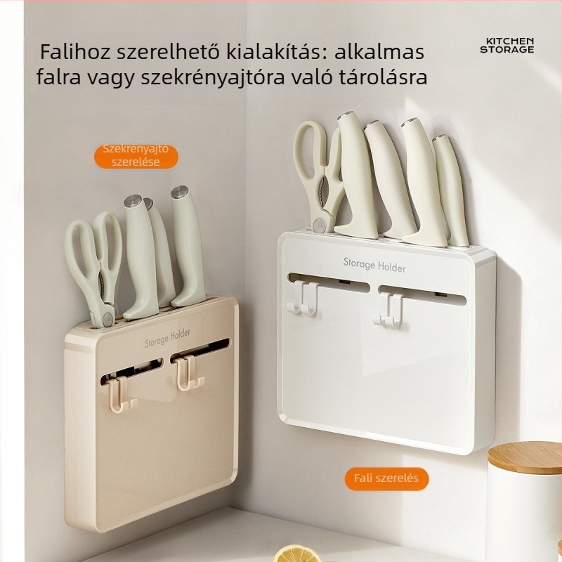 Fali konyhai eszközök tároló kampókkal – többfunkciós, fúrás nélküli szerelés, PET anyag