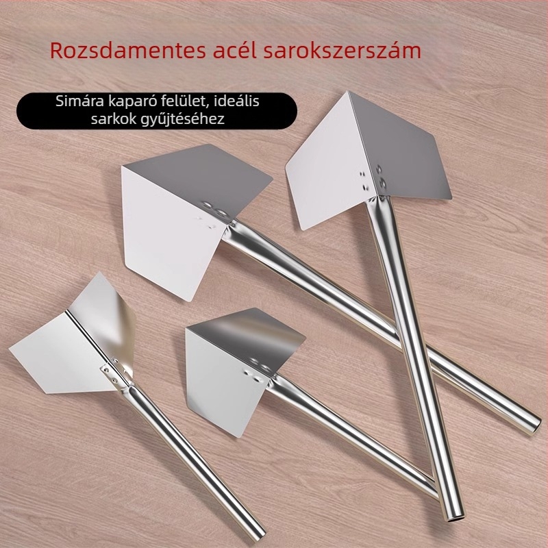 Rozsdamentes acél sarok eszköz belső és külső falakhoz – belső és külső sarokkaparó és glettelő eszköz, modell Putty Scraper, Strength márka.