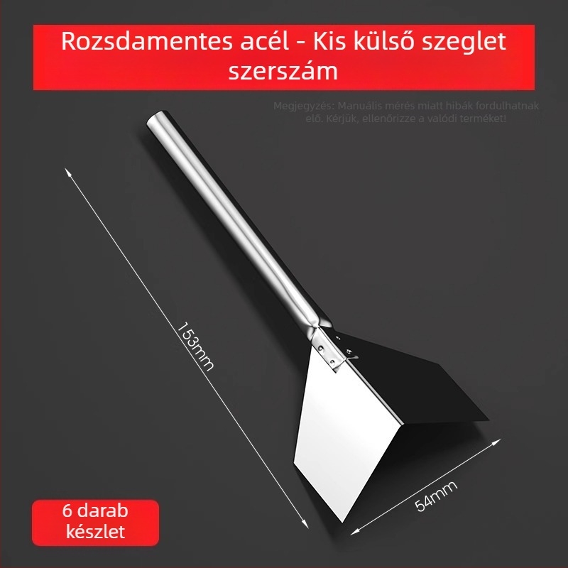 Rozsdamentes acél sarok eszköz belső és külső falakhoz – belső és külső sarokkaparó és glettelő eszköz, modell Putty Scraper, Strength márka.
