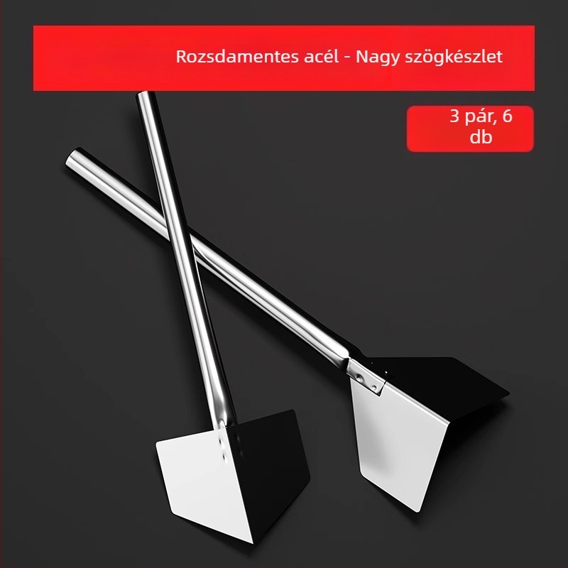 Rozsdamentes acél sarok eszköz belső és külső falakhoz – belső és külső sarokkaparó és glettelő eszköz, modell Putty Scraper, Strength márka.