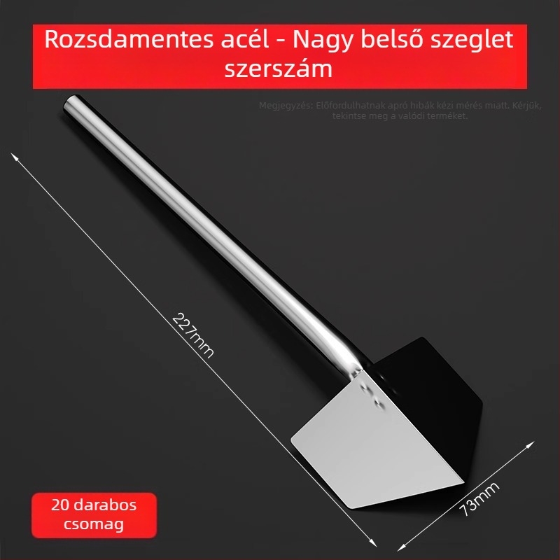 Rozsdamentes acél sarok eszköz belső és külső falakhoz – belső és külső sarokkaparó és glettelő eszköz, modell Putty Scraper, Strength márka.