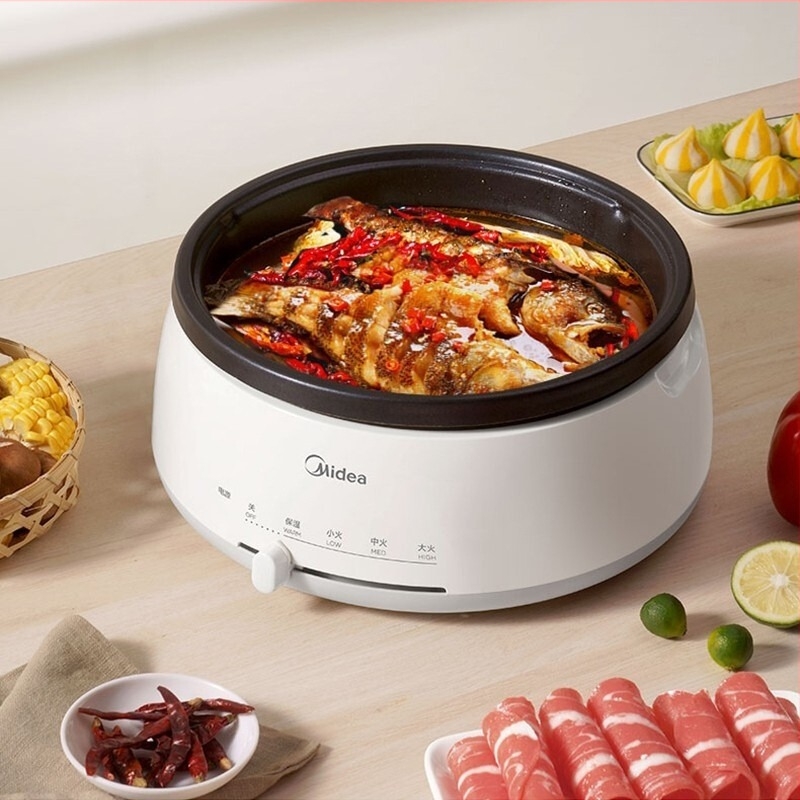 Midea elektromos forró fazék háztartási felhasználásra, 4 L, többfunkciós elektromos wok, könnyen tisztítható DY28P151