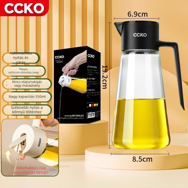 CCKO gravitációs olajtartó üveg automata nyitás-zárás funkcióval, szivárgásmentes, konyhai olajokhoz és szójaszószhoz