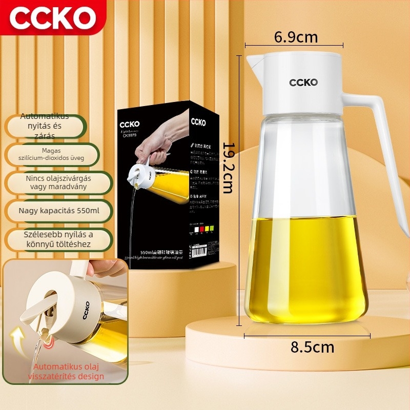 CCKO gravitációs olajtartó üveg automata nyitás-zárás funkcióval, szivárgásmentes, konyhai olajokhoz és szójaszószhoz
