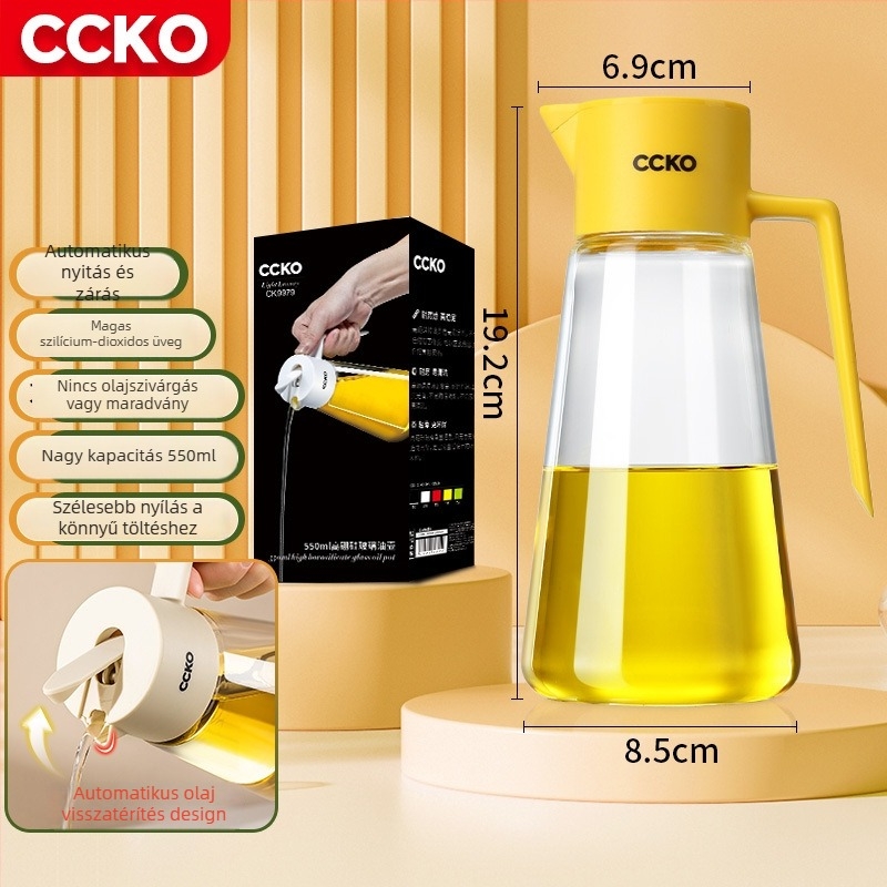 CCKO gravitációs olajtartó üveg automata nyitás-zárás funkcióval, szivárgásmentes, konyhai olajokhoz és szójaszószhoz