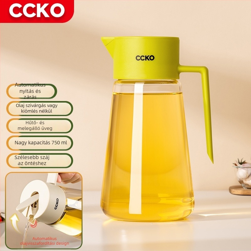 CCKO gravitációs olajtartó üveg automata nyitás-zárás funkcióval, szivárgásmentes, konyhai olajokhoz és szójaszószhoz