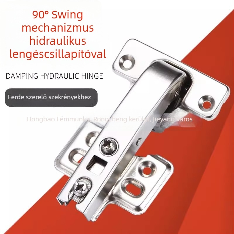 Sarkú szekrény csukló sík ajtókhoz, 90°–180°, négyszögletes típus, anyag vas, csiszolt felület, modern minimalista stílus