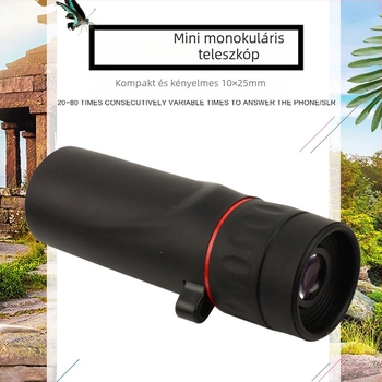 10x25 monokuláris teleszkóp, HD optika, hordozható, látómező 1000/6000 m, kilépő pupilla 40 mm, szemlencse távolság 8 mm