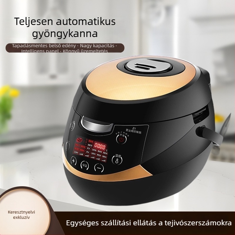 Automata elektromos főzőedény teához gyöngyökkel — üzletek számára tervezve, 4,1–6 L kapacitás, 5+ személyre, tapadásmentes belső tartály, gombos vezérlés, hőtartás és gyors gőz funkció