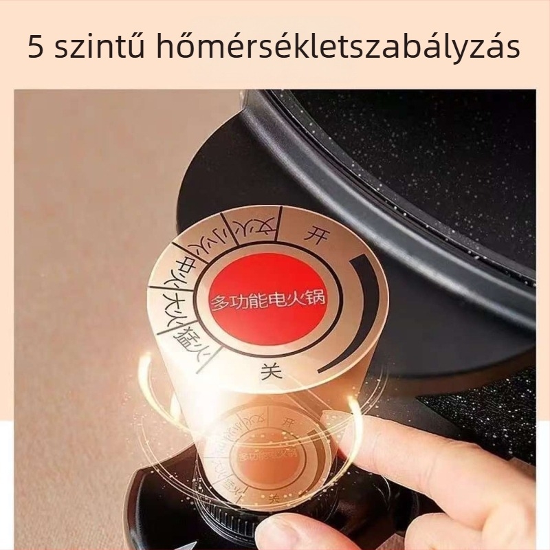 Maifan kővel készült elektromos forró edény, tapadásmentes belső, 5–6 L kapacitás, 1500 W, hőmérséklet-szabályozás