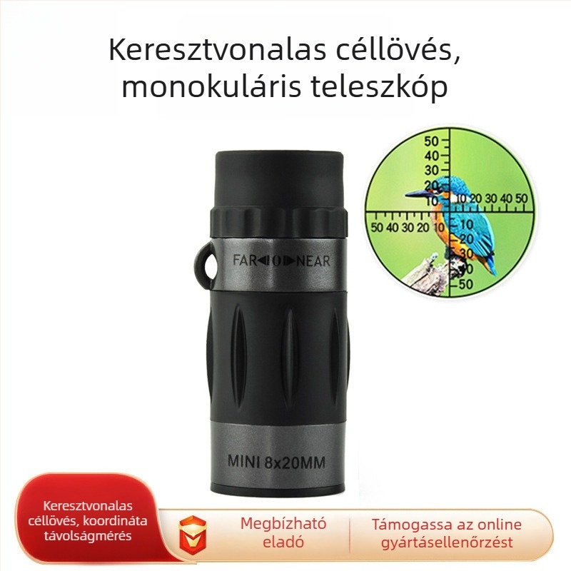 Monokuláris távcső 8x, modell 820, látómező 131/1000 m, kilépő pupilla 2,5 mm, szemkörüli távolság 15 mm