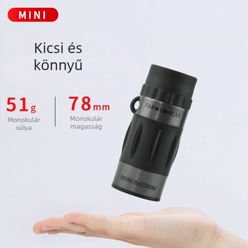 Monokuláris távcső 8x, modell 820, látómező 131/1000 m, kilépő pupilla 2,5 mm, szemkörüli távolság 15 mm